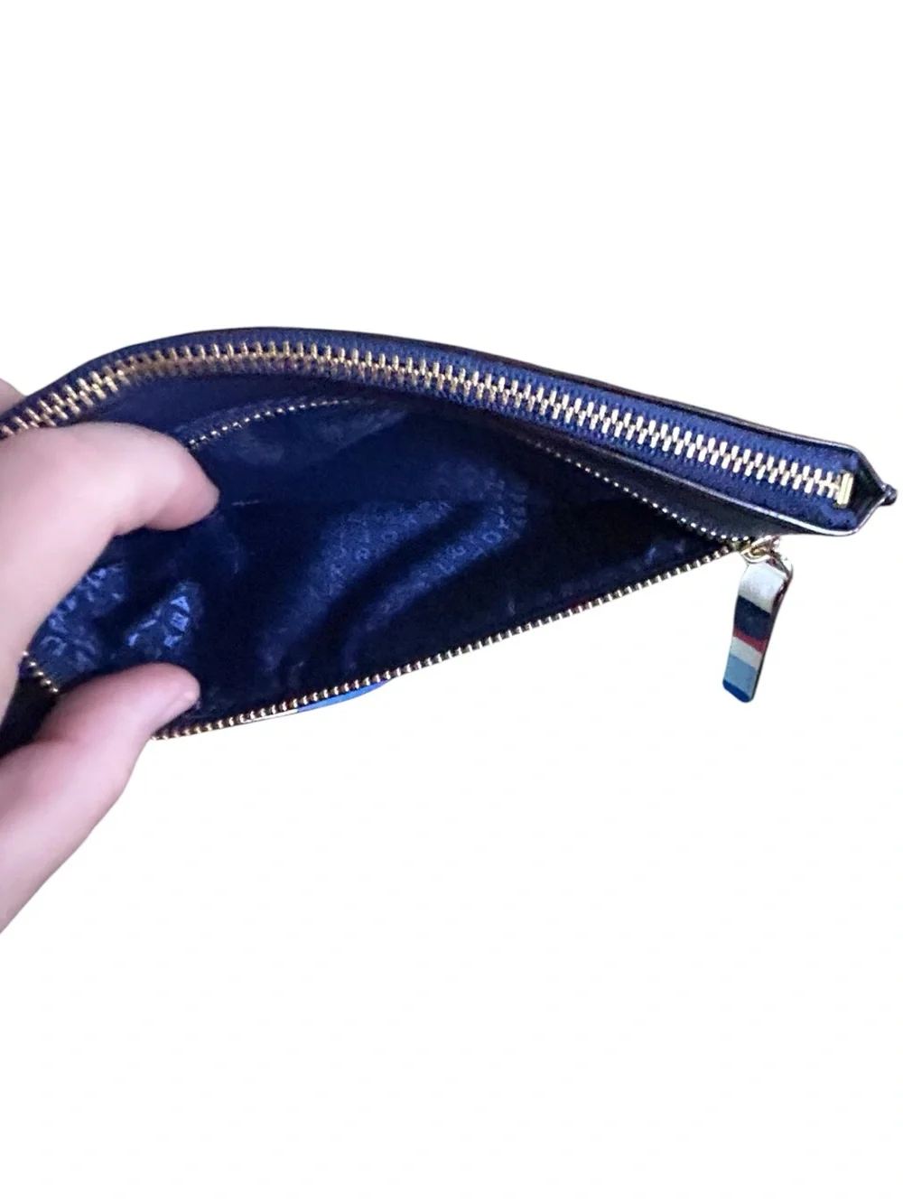 Kate Spade Laurel Way Tinie Wristlet Blue Stripe Saffiano Leather NWOT
